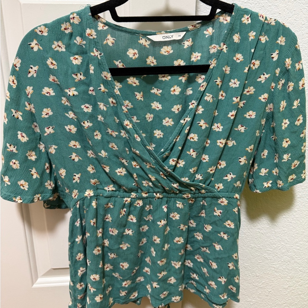ONLY Women's Teal Floral Blouse